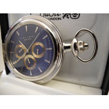 Colibri Blue 3 Eye Silvertone Pocketwatch