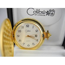 Colibri Goldtone White Face Pocket Watch W/date