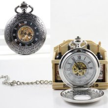Collection 14.6in Chain Vintage Roman Numerals Mechanical Pendant Pocket Watch