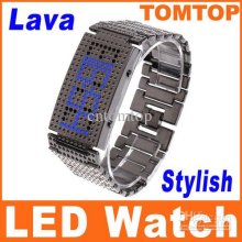Cool Mens Men's Unique Lava Style Iron Blue Led Watch Metal Digital