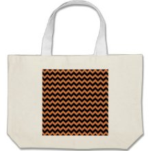 Coral Rose And Black Zigzag Chevron Pattern Tote Bag