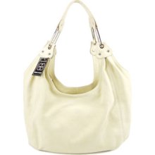 COSETTE Italian Made Buttersoft Cream Leather Designer Hobo Bag