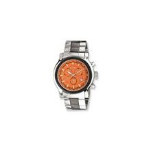 Croton Men's Stainless Steel Swiss Quartz Chronograph with Orange Dial