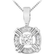 Cubic Zirconia Circle Pendant in Rhodium Treated .925 Sterling Si ...