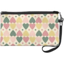 Cute Heart Dots Pattern Green Pink Yellow Wristlets