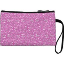 Cute Pink and White Swirling Vines Pattern Wristlets