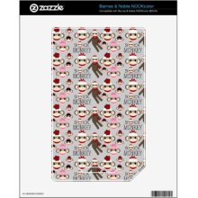 Cute Red and Pink Sock Monkeys Collage Pattern Nook Color Skins