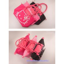 Cute Red Or Black Hellokitty Faux Leather Waterproof Handbag Shoulder Bag Zipper