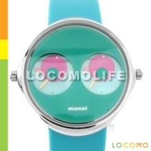 Cute Rolling Eye Eyeball Dual Time Zone Dial Watch Blue