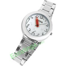 Cute Round Dial Watchcase Metal Band Quartz Watch