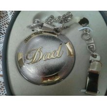 Dad Pocketwatch Gold Silver Tone The Greatest Flag Detailed Pocket Watch Box