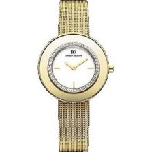 Danish Design Women's Gold Mesh Band Cubic Zirconia Watch Iv05q998
