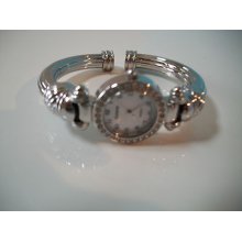 Designer Cable Silver Finish Stone Bangle Watch