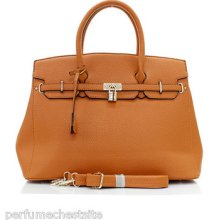 Designer Inspired Large Fashion Satchel Handbag 60589 Camel