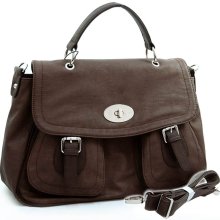 Designer inspired lightweight briefcase/ crossbody bag - Dark Brown