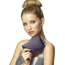 Dessy Matte Satin Pill Box Wedding Clutch in Stormy