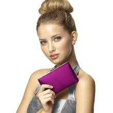 Dessy Matte Satin Pill Box Clutch in Persian Plum - Women's Accessorie
