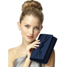 Dessy Silk Faille Knot Clutch in Midnight - Women's Accessories