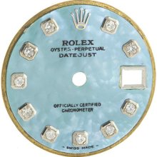 Dial - Rolex Datejust Green Blue Mop Pearl Custom Diamond Mens Ladies Watch