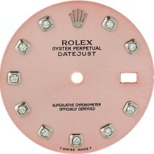 Dial - Rolex Datejust Pink Custom Diamond Silver Mens Ladies Midsize Watch
