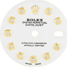 Dial - Rolex Datejust White Custom Diamond Yellow Mens Ladies Midsize Watch