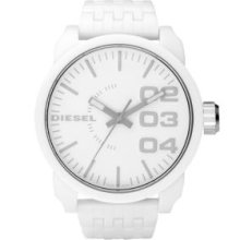 Diesel White Men's XL White Round Dial with White Resin Bracelet Watch