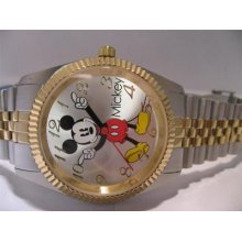 Disney Mens Mickey Mouse Stainless Steel Bracelet Watch Mck850 Two Tone