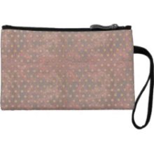Distressed Polka Dot Pattern in Pink and Beige Wristlet Clutch