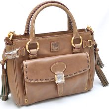 Dooney & Bourke Florentine Medium Pocket Satchel Bag Purse Taupe 8l977