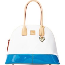 Dooney & Bourke White/Turquoise Patent Domed Satchel