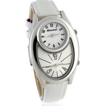 Double Movements Women's Analog Watch with PU Leather Strap (White)