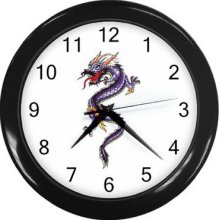 Dragon Tattoo Plastic Frame Plastic Cover Black Wall Clock 12