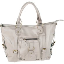 [Dream Lady] Charm Griege Leatherette Double Handle Handbag Shoulder Bag Satchel Bag Purse