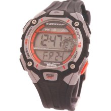 Dunlop DUN-117G08 - Dunlop Men Digital Chronograph Watch, Orange Dial Details And Black Band