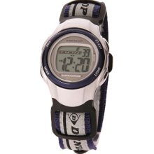 Dunlop DUN-25M03 - Dunlop Lady Digital Chronograph Watch, Blue Dial Details And Blue And Grey Velcro Band.
