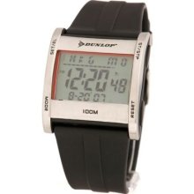 Dunlop DUN-39G01 - Dunlop Digital Men Watch, Black Details On Dial And Black Rubber Band.