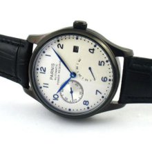 E427,parnis 43mm Pvd White Dial Power Reserve Automatic
