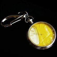 Early 1990s Vintage Mellow Yellow Chip-on Pocket Watch with 