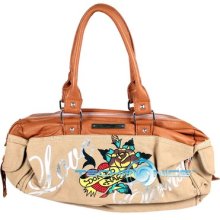 Ed Hardy 100% Original Sandy Hip Satchel - Beige Fashionable Style Handbag