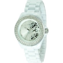 Ed Hardy Jolie White Rose Acrylic Band Watch Jo-rs