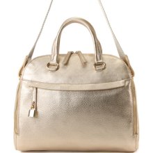 Elastic Strap Satchel Luxe All Leather Handbag