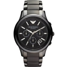 Emporio Armani Ar1452 Black Ceramic Matte Mens Watch - 2 Years Warranty