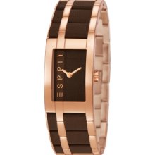 Esprit Houston Mix Women's Quartz Watch With Brown Dial Analogue Display And Rose Gold Stainless Steel Bracelet Es105402005