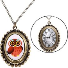 Europe Egg Copper Pocket Watch Owl and Chain Belt