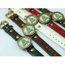 F05218 Reminiscent Euro Eiffel Tower Dial Woman Quartz Leather Strap Wrist Watch