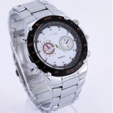 Fab Luxury Gents White Black Men's Stainless Steel Quartz Wristwatch Sn45