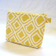 Fabric Gadget Pouch Diamond Pattern Cosmetic Bag Zipper Pouch Makeup Bag Cotton Zip Pouch Mustard Yellow White MTO