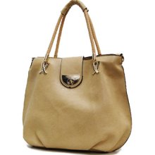 Fashion 2pc Bag & Pouch Flap Top Zipper 1-color Hobo Handbag Purse Beige