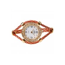 Fashion Bracelet Lady's Steel Analog Quartz Crystal Wrist Watch Red