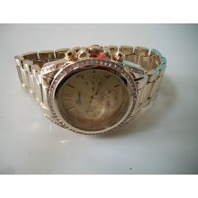 Fashion Designe Gold Finish Geneva Boyfriend Watch